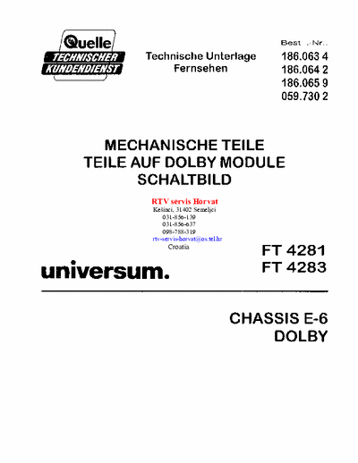 Universum FT4281 chassis E6 UNIVERSUM FT4281 chassis E6